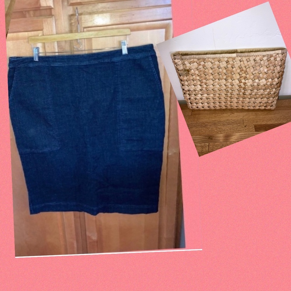 Lot ➕ Skirt & Bag, Sejour Jean Skirt Denim, Quality 18 W blue